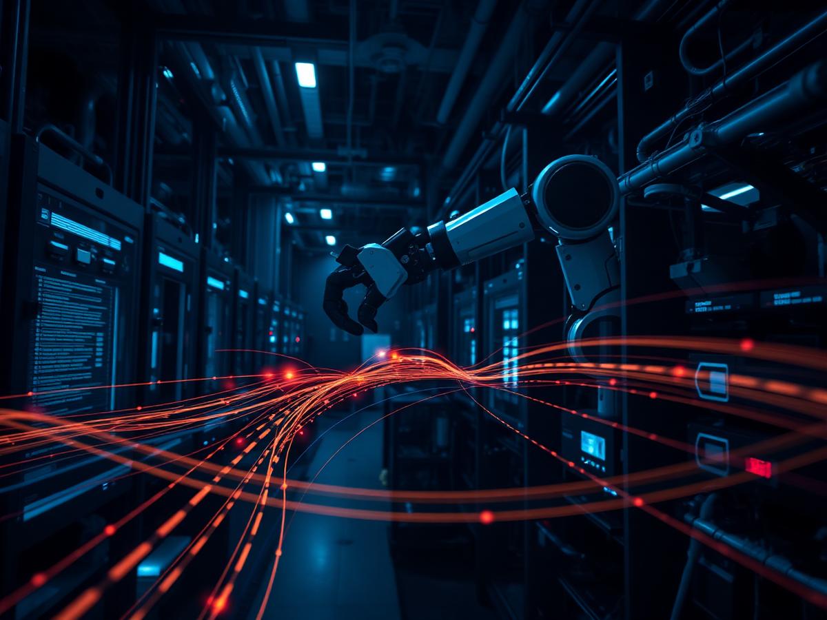 Automated systems connected by flowing data light trails
