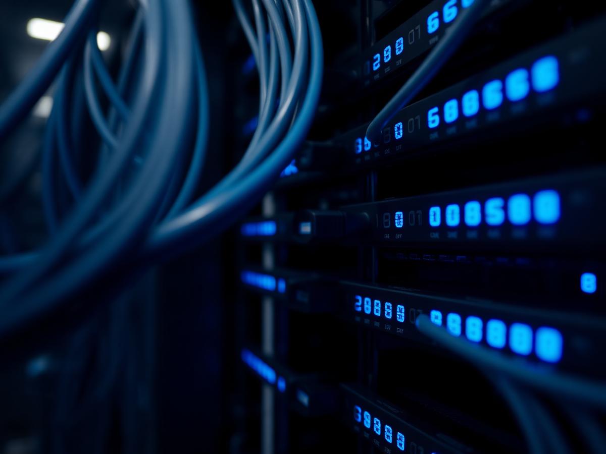 Structured network cabling in a lit server rack