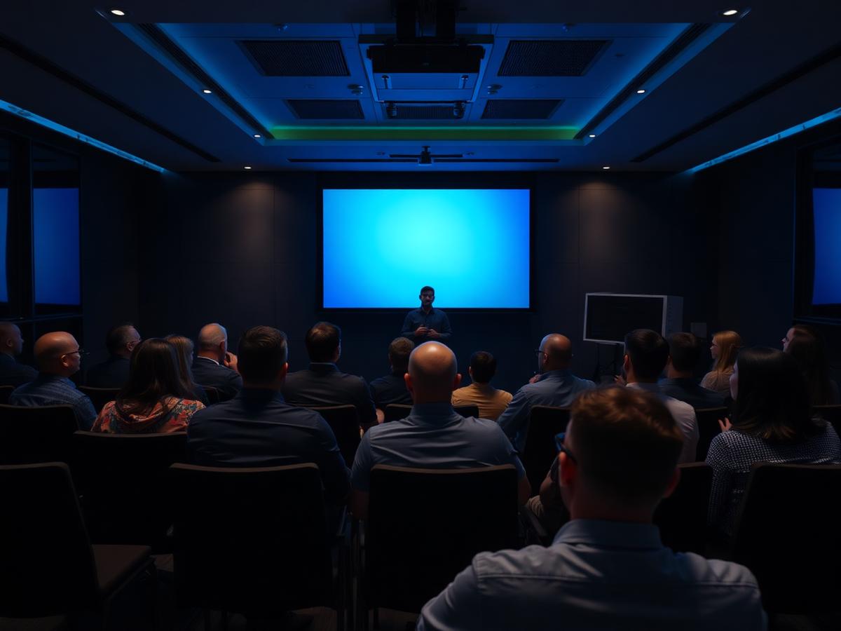 Employees attending a security awareness training session